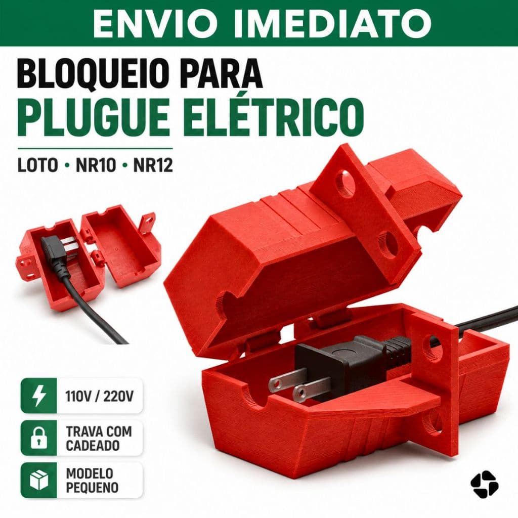Bloqueio Para Plugue Elétrico Tomada LOTO NR10 NR12 Pequeno Lockout