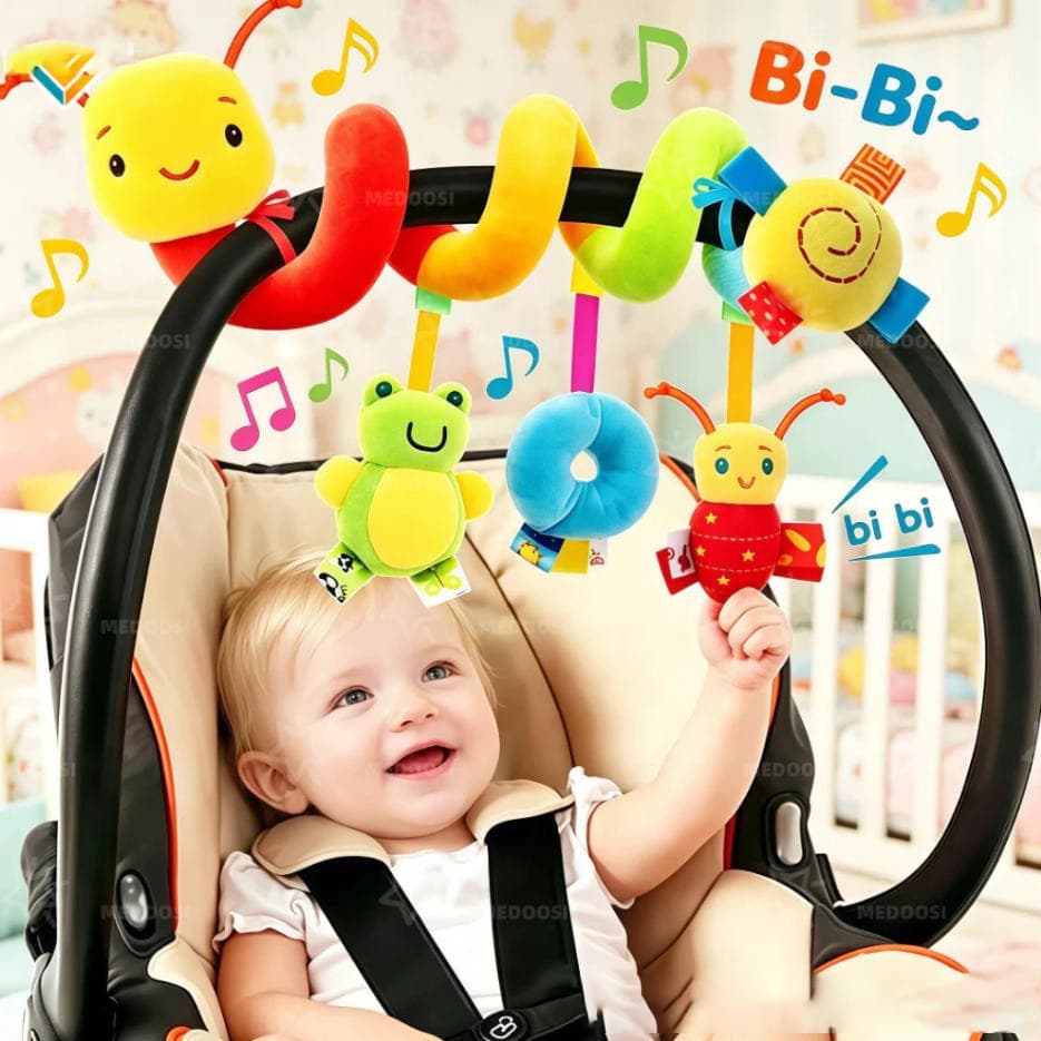 Bebê Recém Nascido Mobile Lagarta Espiral Arco-Íris Coruja Carrinho Berço Chocalho