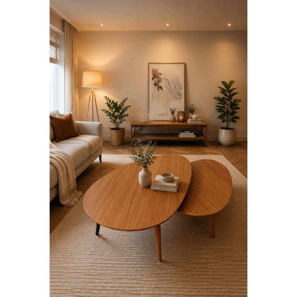 Mesa de Centro Orgânica LUA - Design Moderno, Formato Orgânico, Montagem Simples