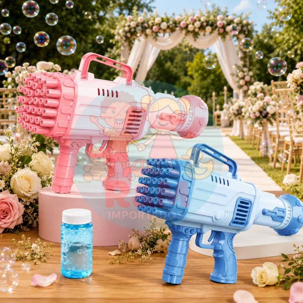 Kit 2 unid Bazuca Lança Bolhas Sabão Casamento Eventos Aniversarios Brinquedo Menino Menina