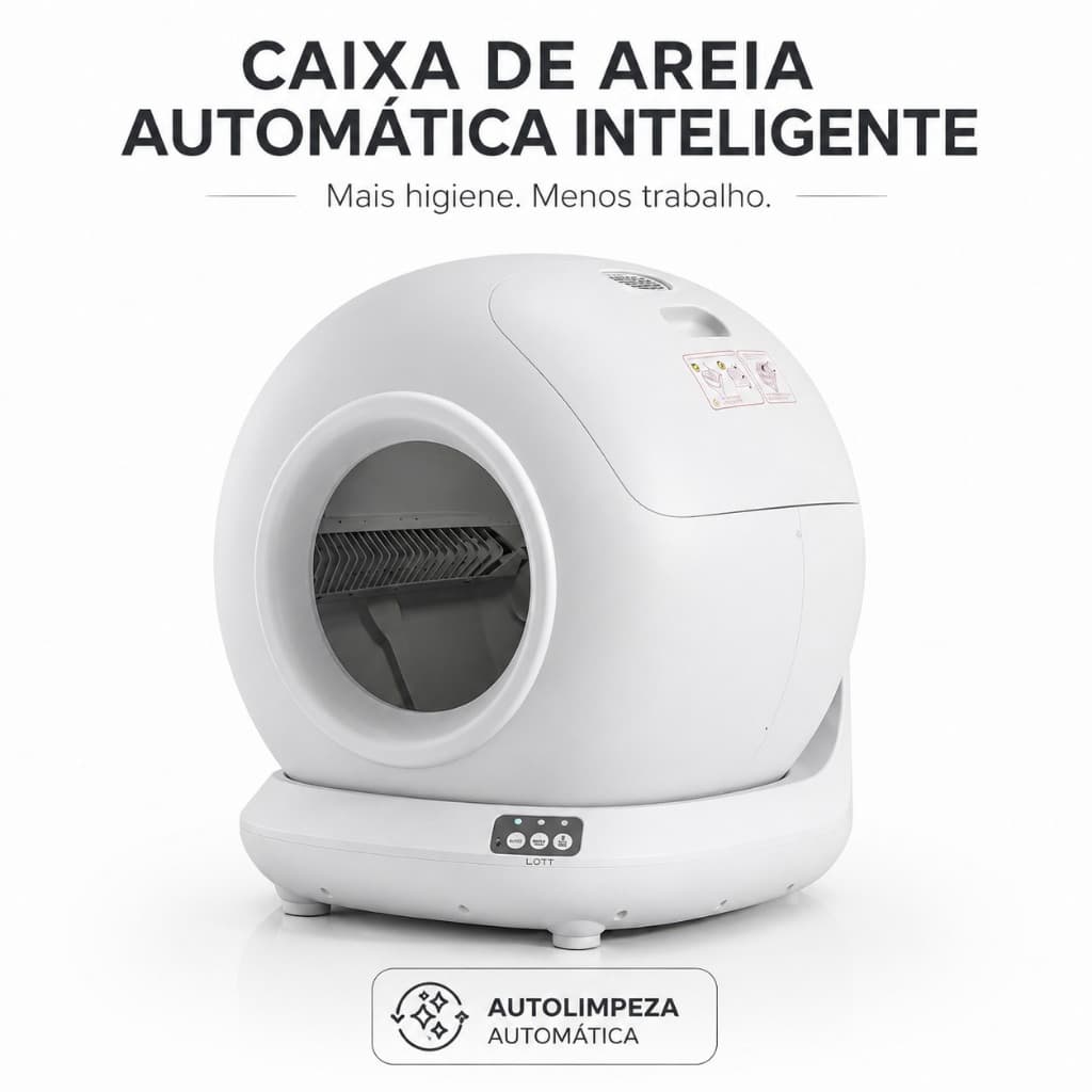 Caixa de Areia Automática Autolimpante Banheiro Para Gatos Fechado Inteligente Smart Luxo Wifi