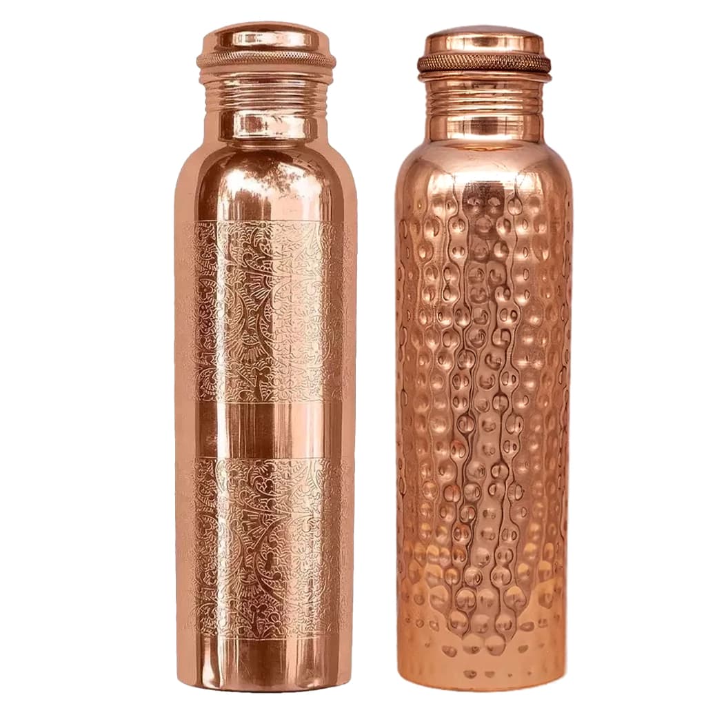 Garrafa De Cobre Puro Água Ayurveda Tamra Jal Indiana 1 Litro Artesanal