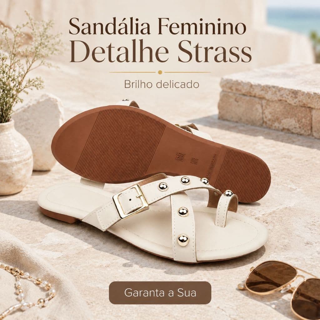 Rasteirinha Feminina Pedrejada -   Estilo e Elegância para Todos os Momentos 34 AO 39 - compre agora