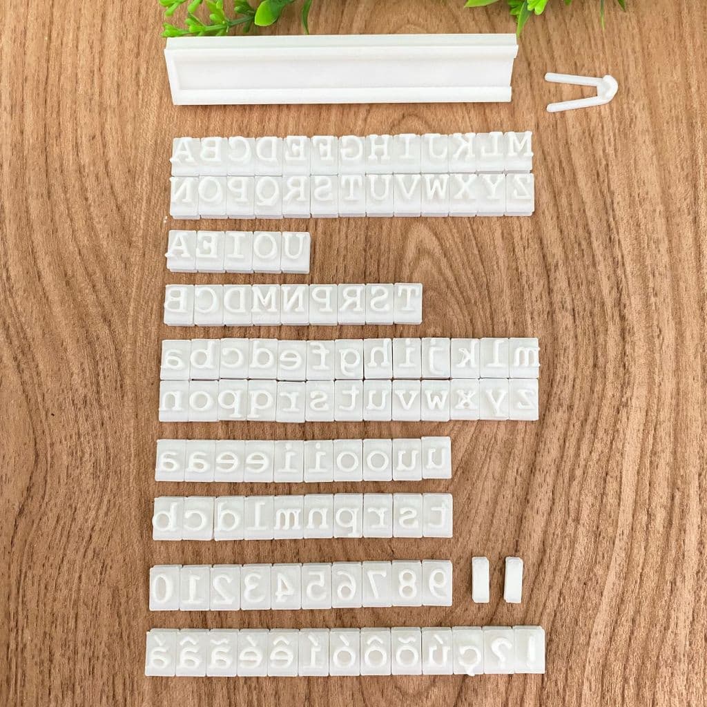 Kit Carimbo Alfabeto - Máquina de Escrever (para doces, cerâmica, biscuit e muito mais)