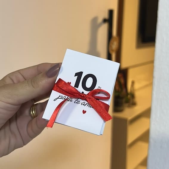 Cartão 10 Motivos para Te Amar - Presente Dia dos namorado - Casal Amor aniversário um ano de namoro