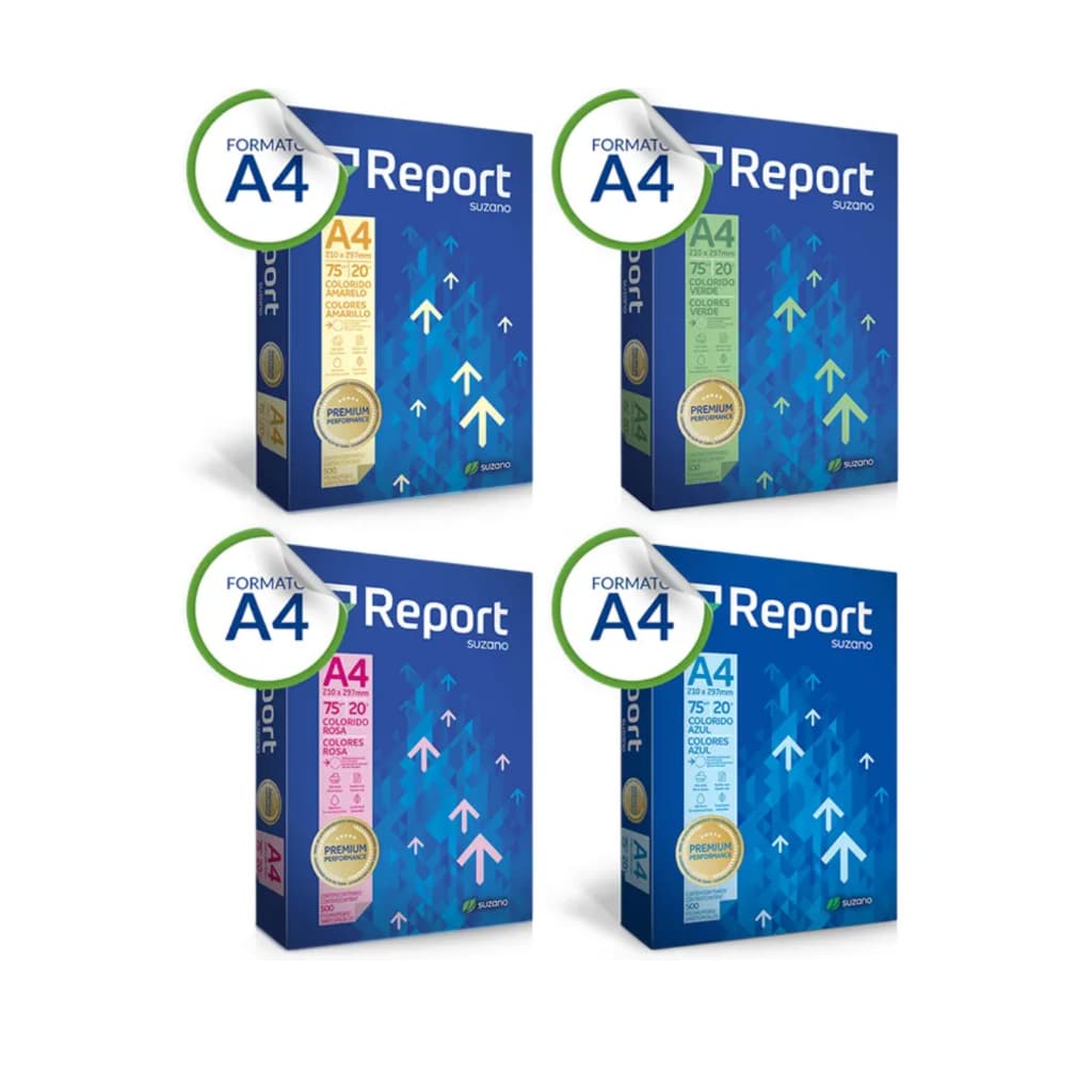RESMA DE PAPEL SULFITE 75G A4 500FLS REPORT COLORIDO