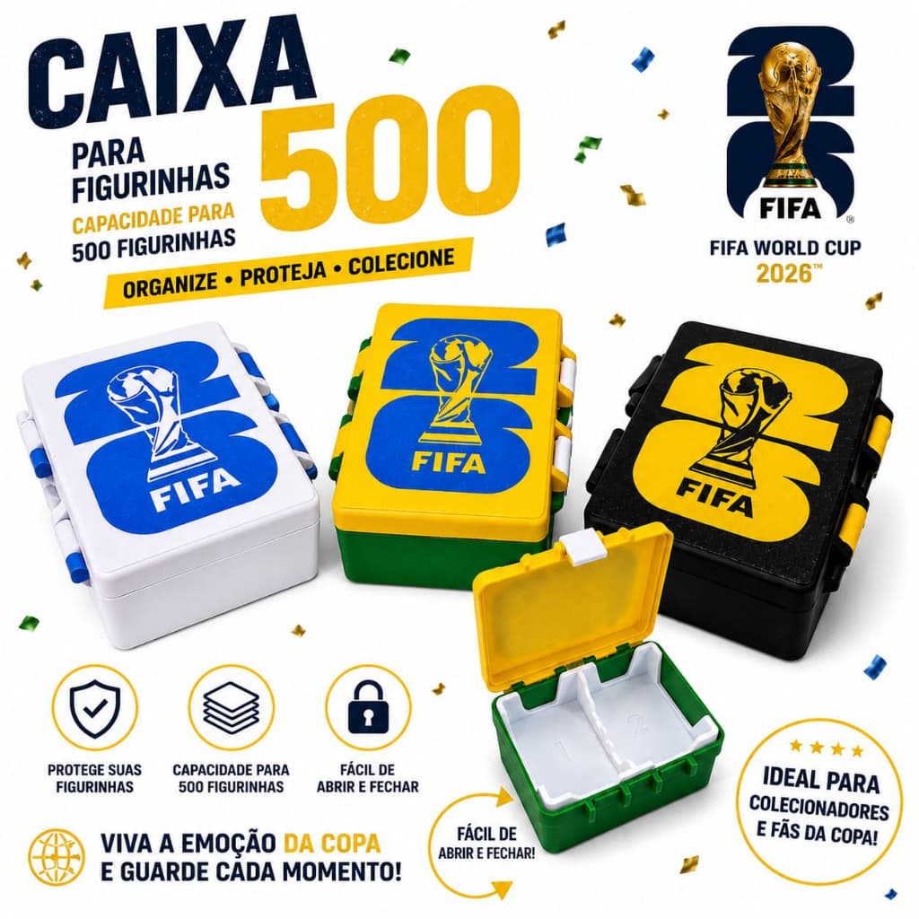 Caixa de Figurinhas Copa do Mundo Caixinha de armazenamento de Figurinhas Copa do Mundo