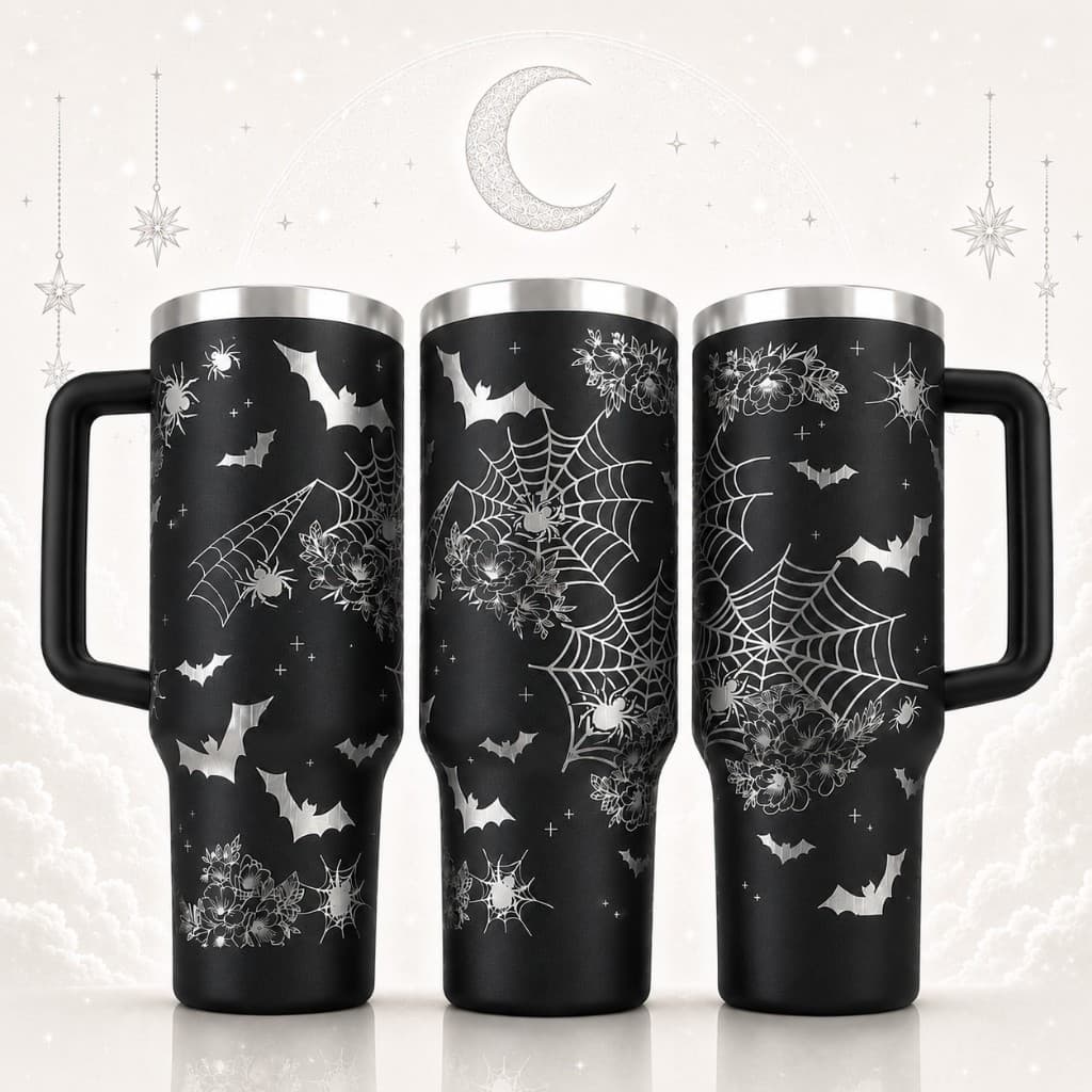 COPO TÉRMICO 1200ML COPÃO COM ARTE A LASER 360º GRAUS TEMA: halloween Gótico Rock Morcego COPO 473ML CANECA DE CHOPP 709