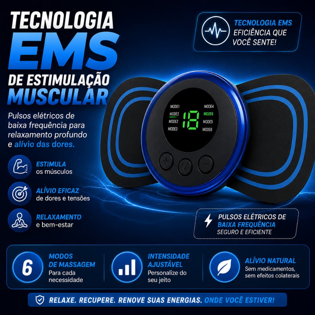 Mini Massageador Elétrico Relax Pro Alívio Muscular para Pescoço e Pernas Fisioterapia Relaxamento