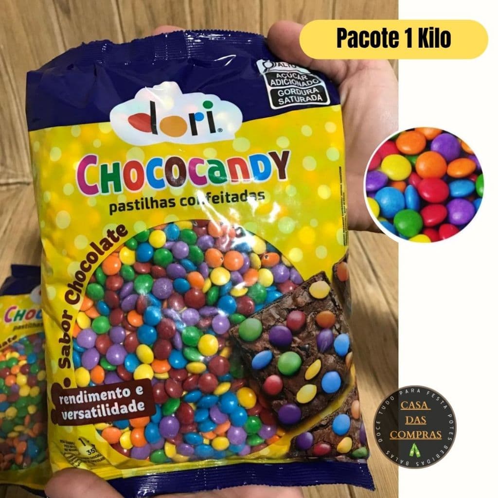 Confeito Confete Pastilha Chocolate Chococandy Sortidos 1 Kilo - Confeitos Tubetes - Marca Dori