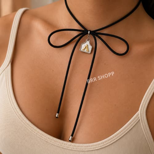 Colar Country com Inicial Brinco Boi Estilo Rodeio com Pingente Folheado Western Fashion Choker
