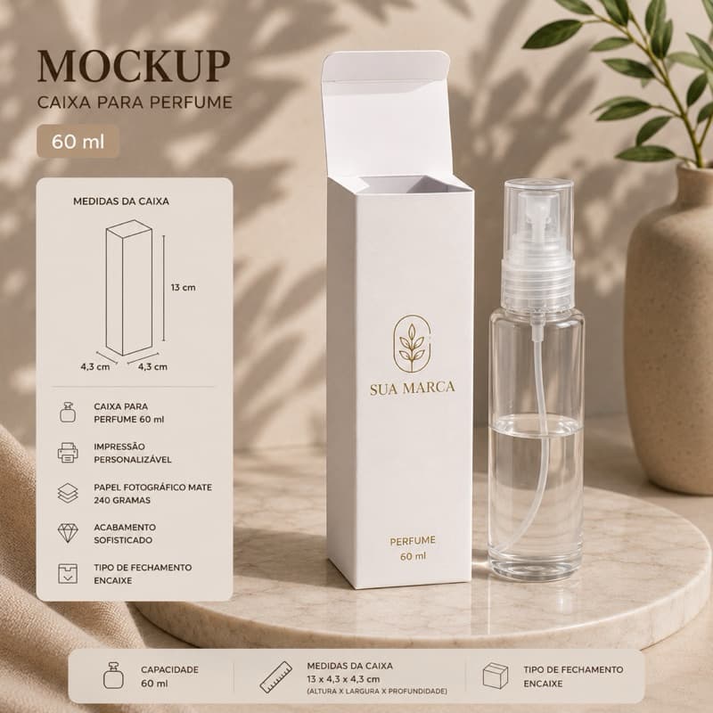 kit10 caixa para perfume 60 ml versátil para convite de casamento aniversário mimo (não precisa de cola)