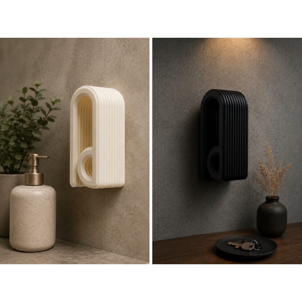 Porta Toalha Adesivo Moderno Sem Furos Gancho Decorativo 3D Banheiro Cozinha