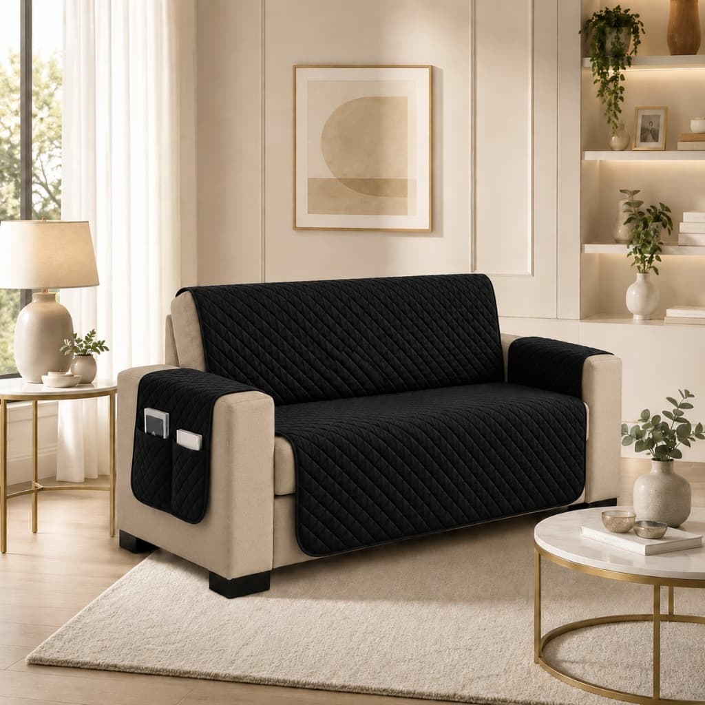 Protetor de Sofá 2 Lugares Matelado Lavável Moderno Premium Porta Objetos