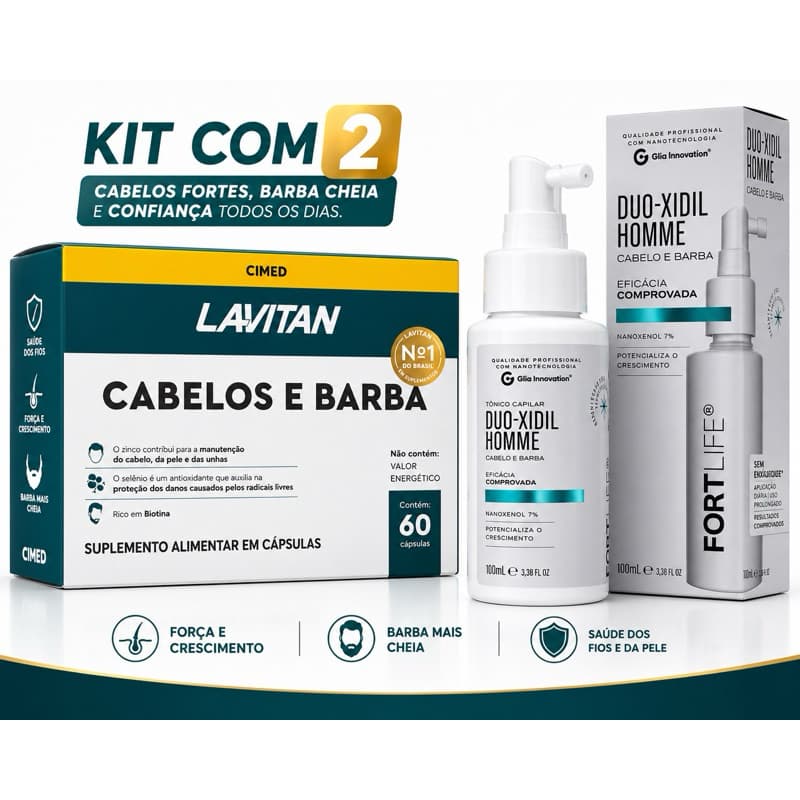 Duo-Xidil 7 % Spray HOMME 100ml e Cabelo e Barba LAVITAN