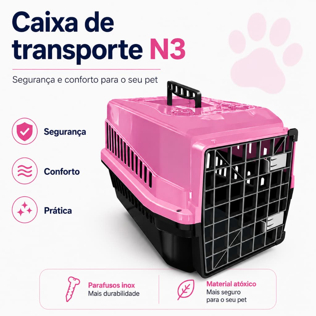 Caixa de Transporte N3 Cachorro Gato Coelho Aves Cão Porte Pequeno