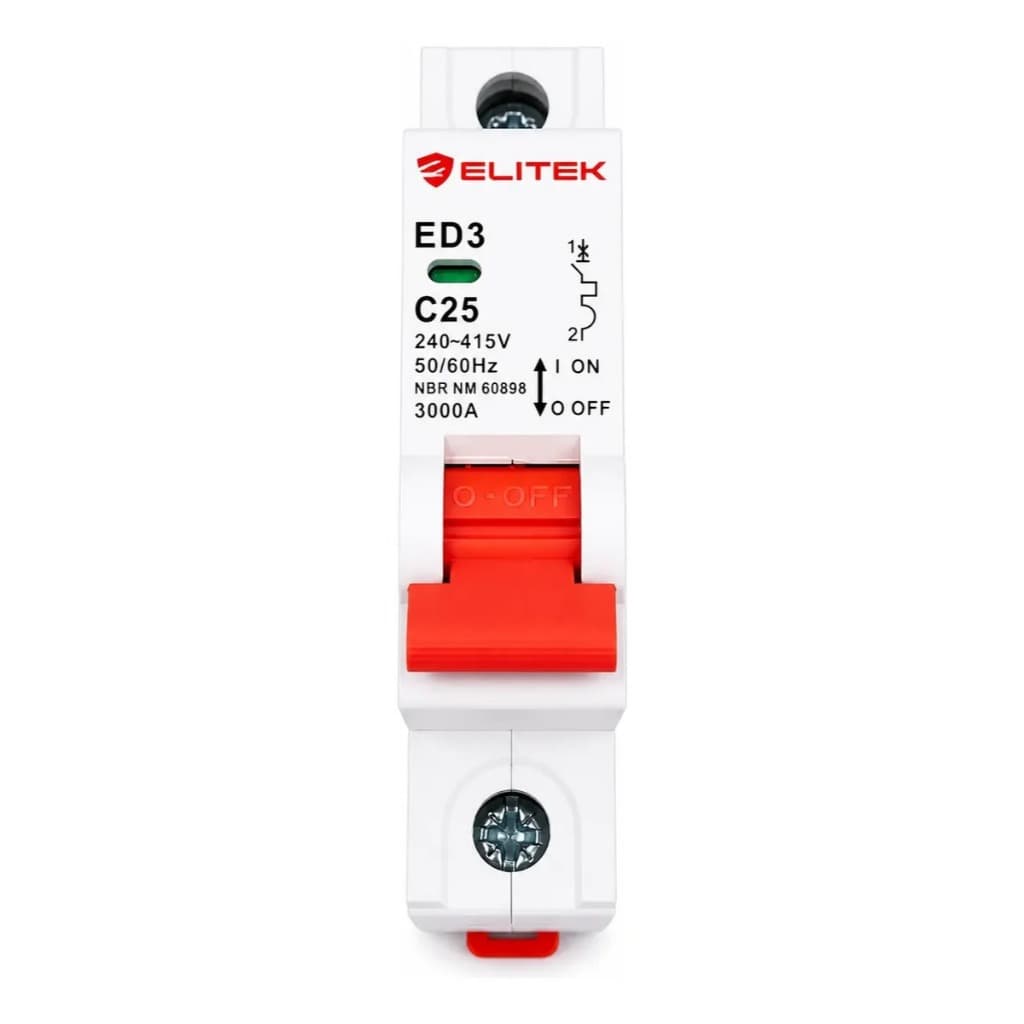 Disjuntor Unipolar 25a Curva C 3ka Ed3 Elitek Alta Proteção