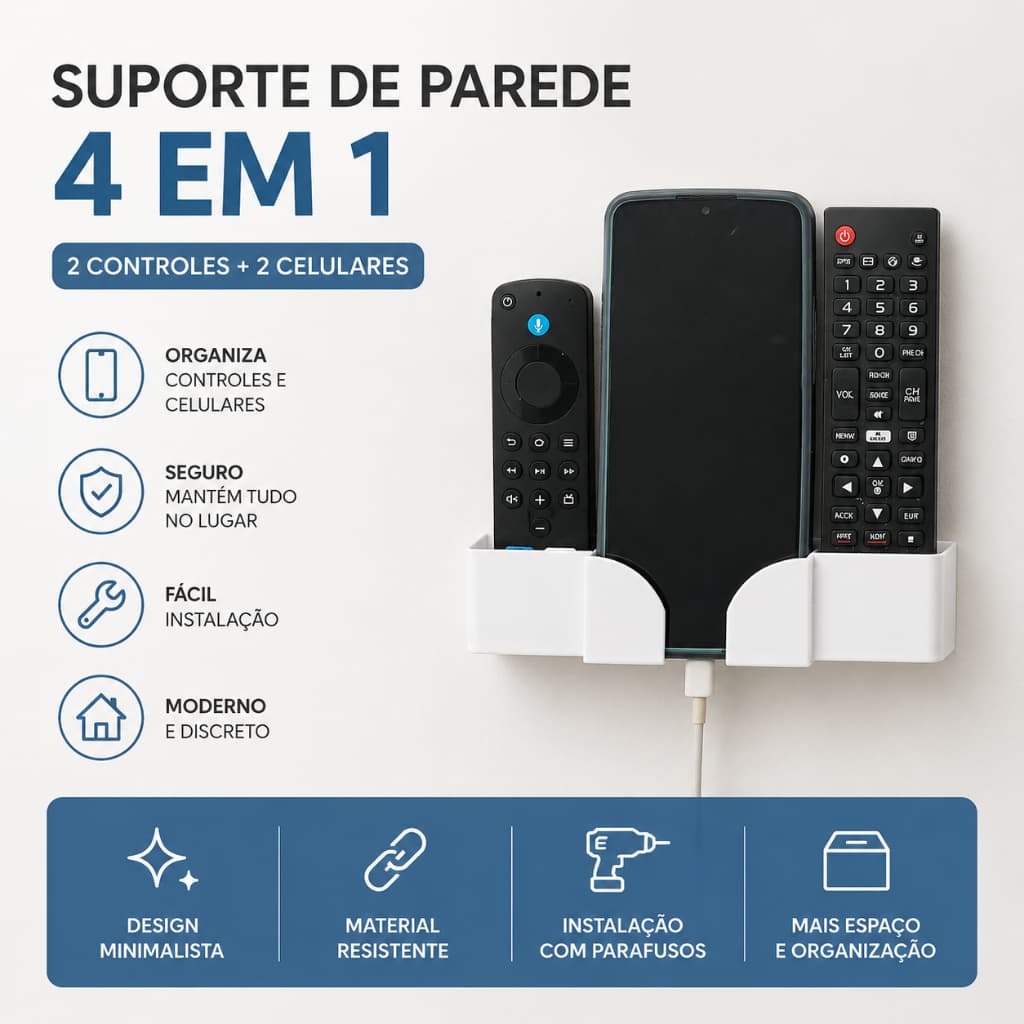 Suporte De Parede Para Controle Remoto E Celular