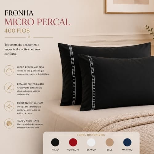 Fronhas Ponto Palito Premium Micropercal Kit 2 ou 4