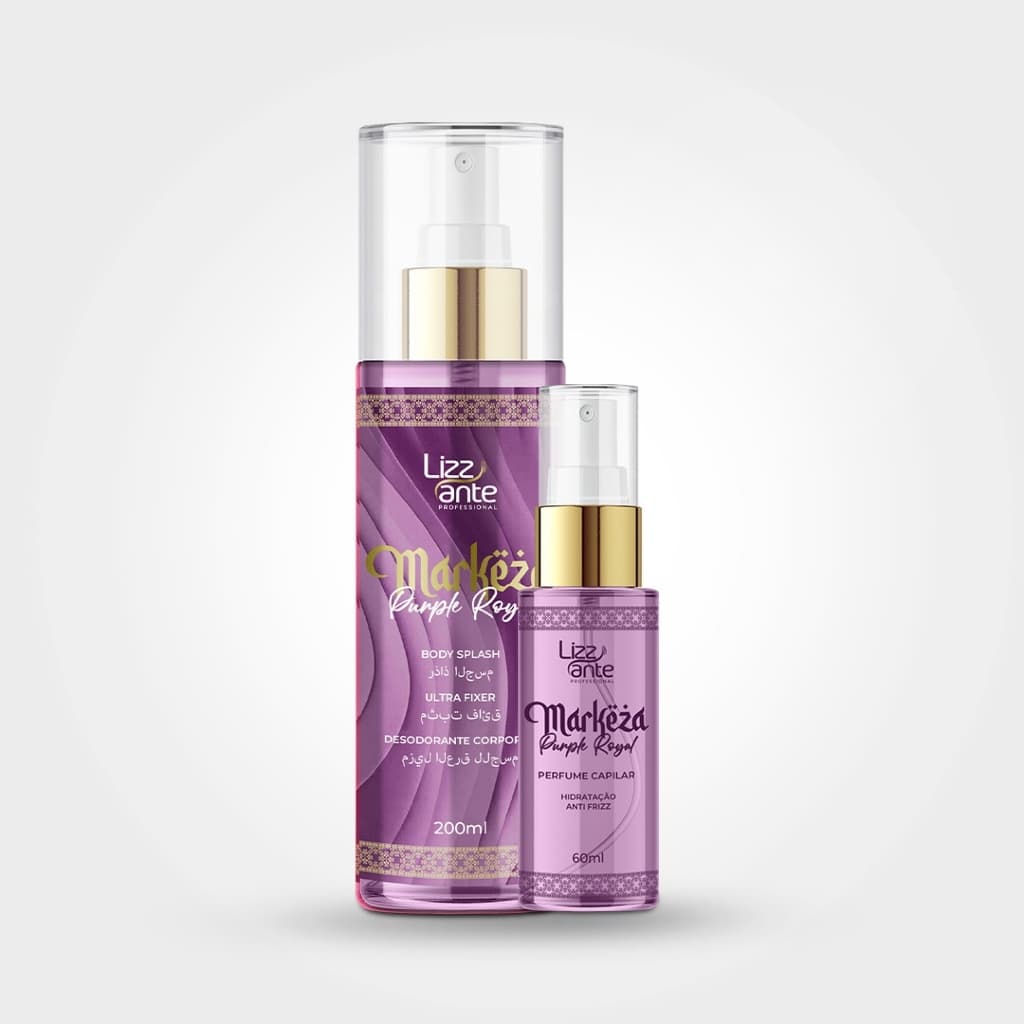 Body Splah 200ml E Perfume Capilar 60ml Markeza Purple Royal Corpo e Cabelo
