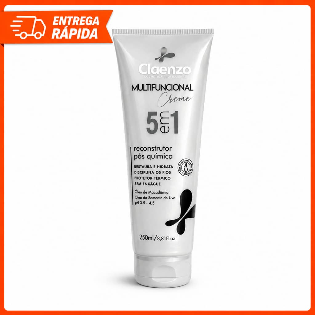Creme de Pentear Claenzo 5 em 1 250ml Multifuncional Anti-Frizz Protetor Térmico Sem Enxágue