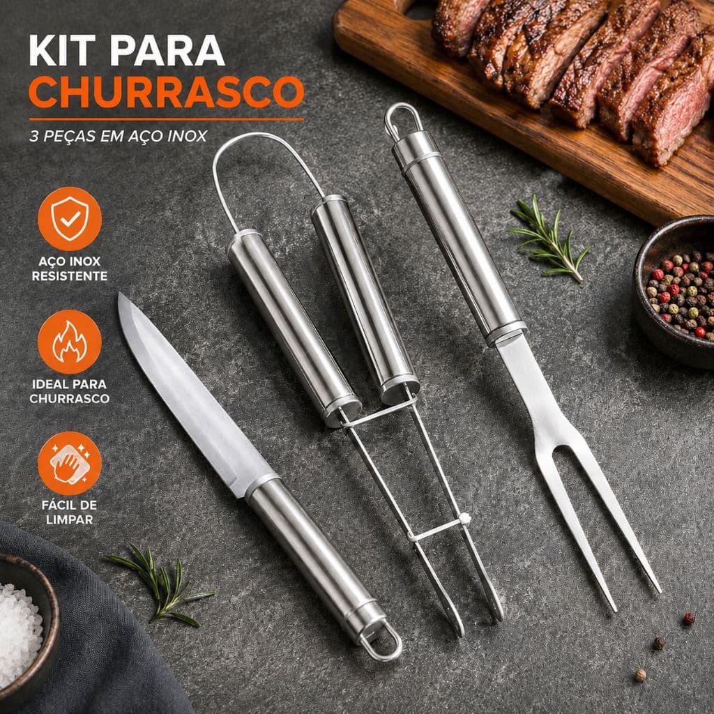 Kit Para Churrasco Inox