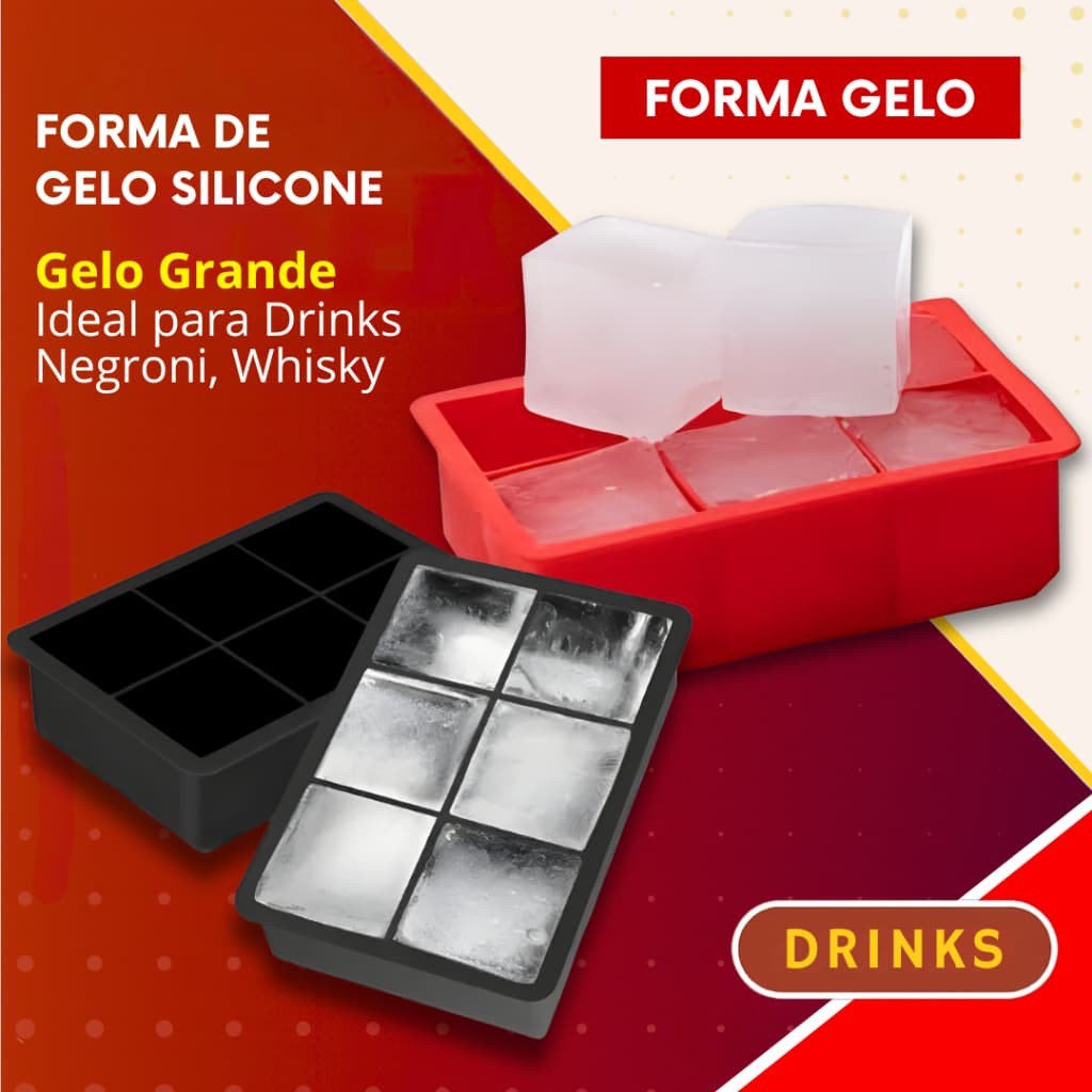 Forma de Gelo para Drink de Silicone Cubo Grande Bebidas Bares Bar Negroni Whisky