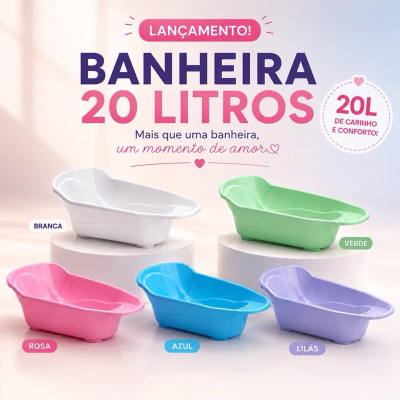Banheira 20 Litros Menino Menina Infantil Maternidade Banho