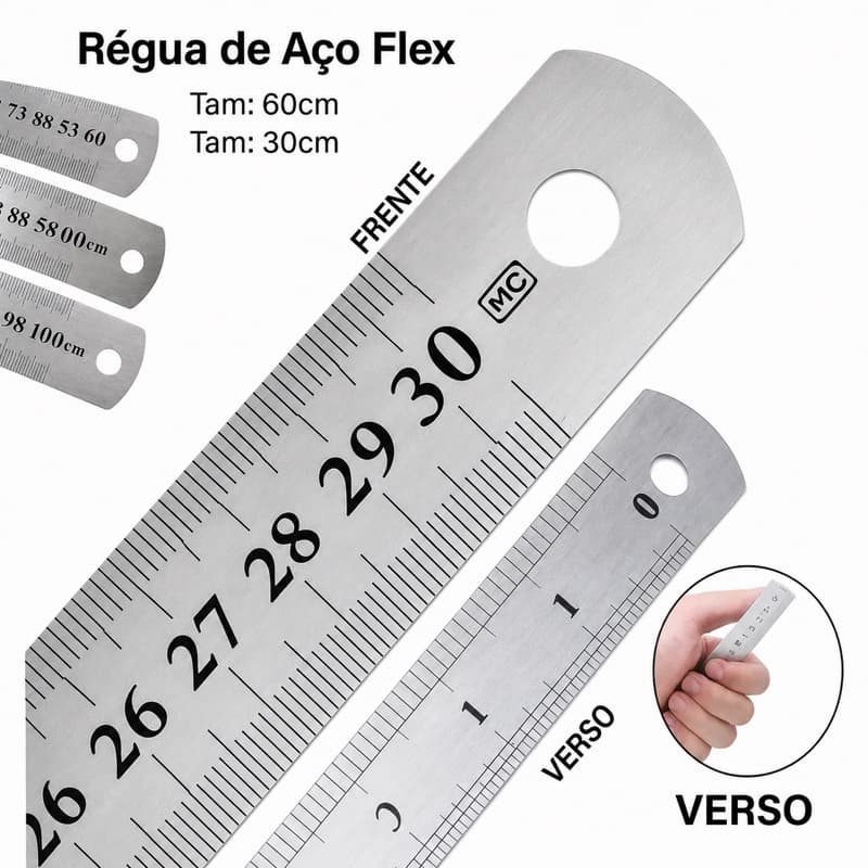 Regua de aço Flexivel resistente 30cm / 60cm