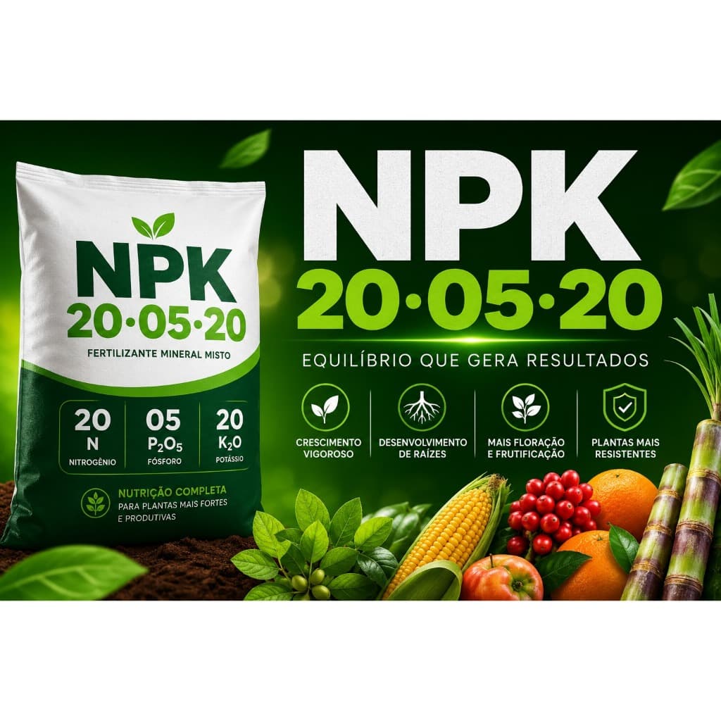 NPK 20-05-20 Fertilizante Mineral Misto para Plantas e Cultivos