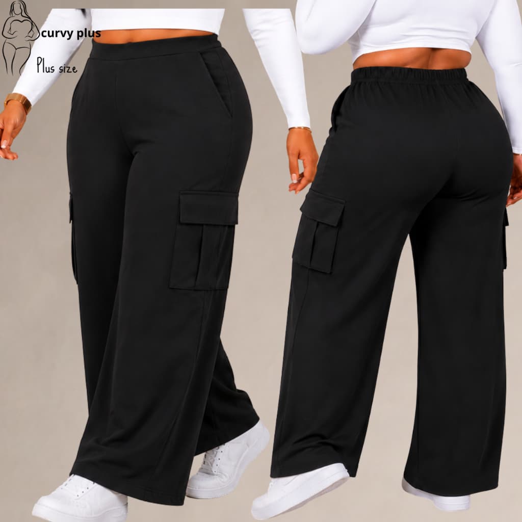 Calça Cargo Plus Size Calça Cargo Alfaiataria Feminina Calça Plus Size Feminina Calça Cintura Alta Plus Size