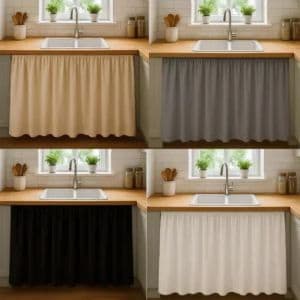 Cortina Balcao Cozinha Blackout Preta Pratica Resistente 138x80cm Preto, Bege ,Cinza