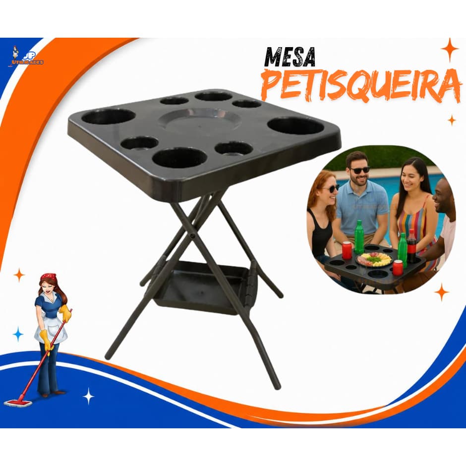 MESA PETISQUEIRA LAZER DOBRÁVEL E DESMONTÁVEL - PARA PISCINAS - PRAIA - LAZER