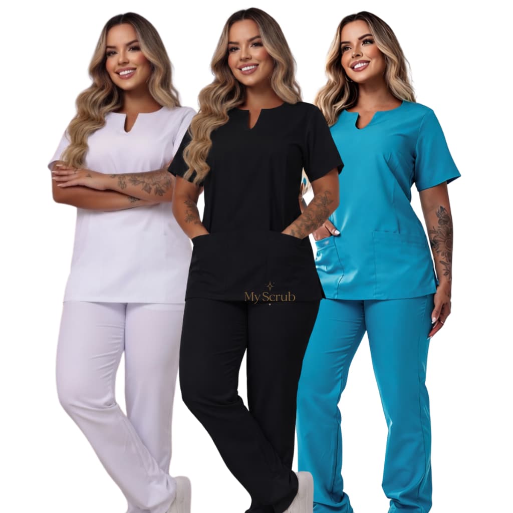 KIT 3 Conjunto hospitalar scrub feminino Cirúrgico pijama oxford dentista enfermagem medica -ISRAEL