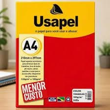 Papel A4 Vermelho Usapel Pacote com 10 Folhas para Artesanato e Impressão
