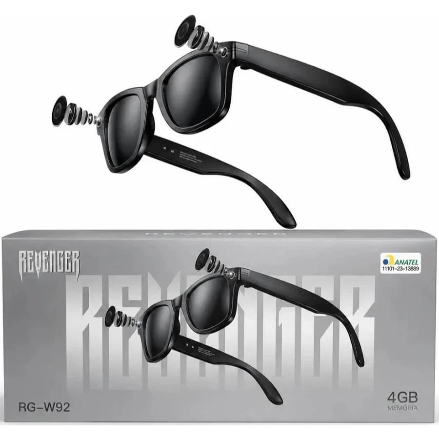 ÓCULOS INTELIGENTE REVENGER RG-W92 4GB VIDEO/FOTO 8MP COM MICROFONE