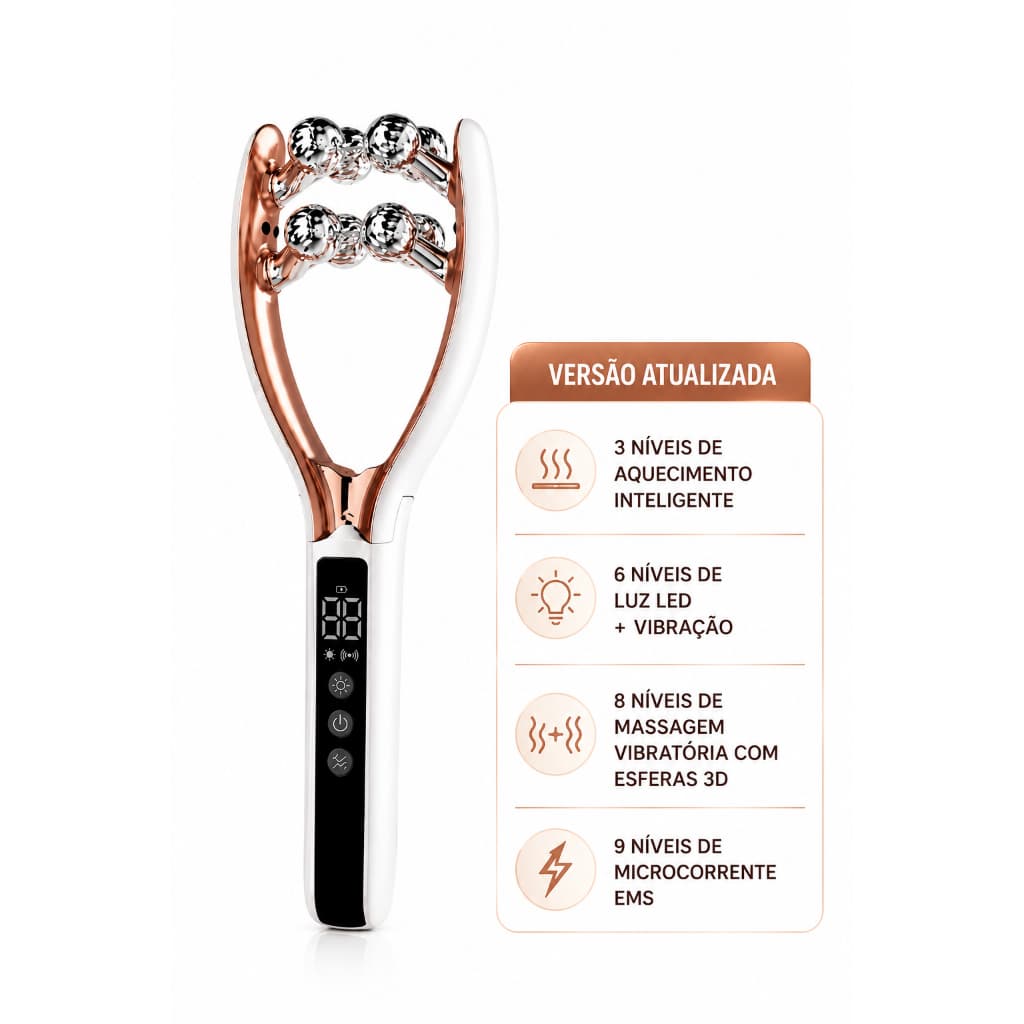 Massageador 2 em 1 com Aquecimento e LED | Versão Atualizada