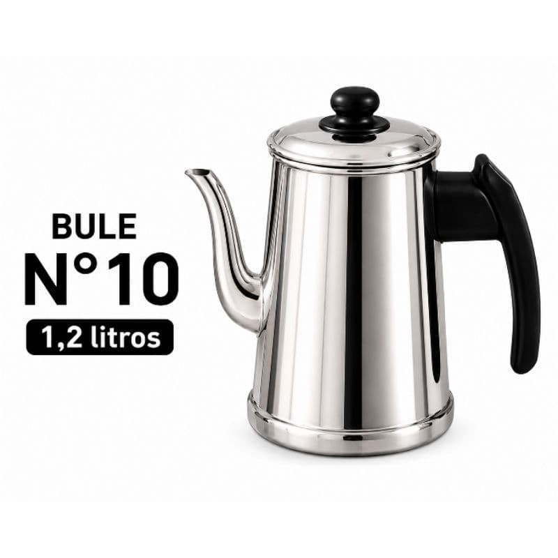 Bule n.10 Polido Especial de alumínio para café e chá com cabo resistente