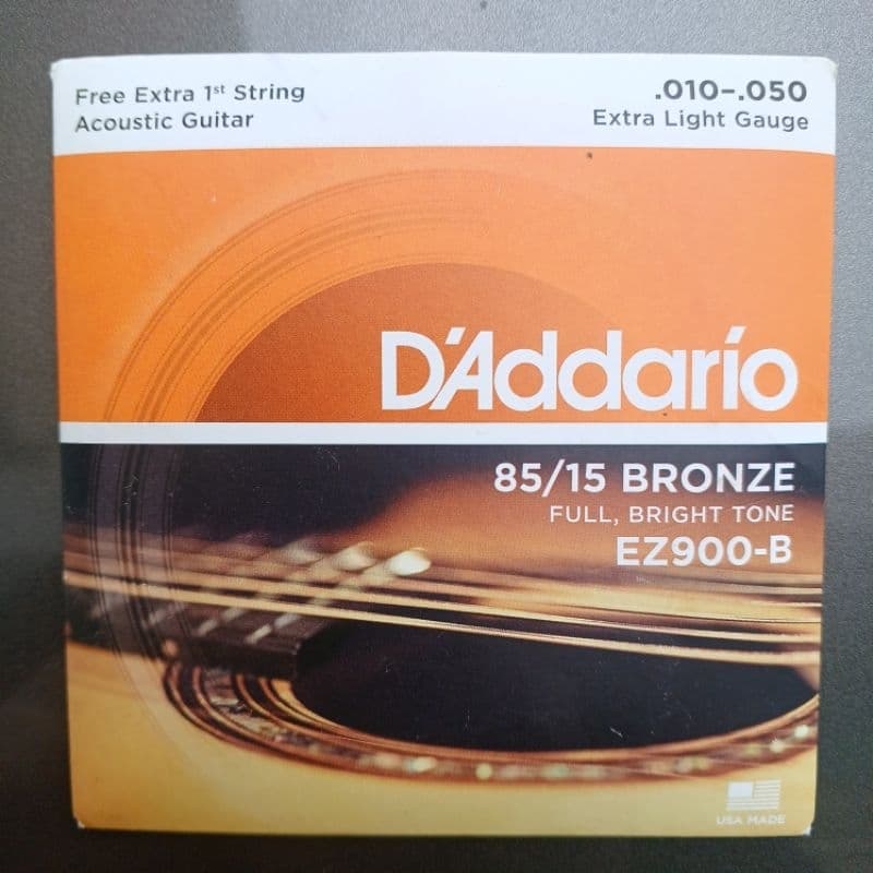 ​Encordoamento Violão D'Addario EZ900 .010 Bronze 85/15 Original com Corda Extra
