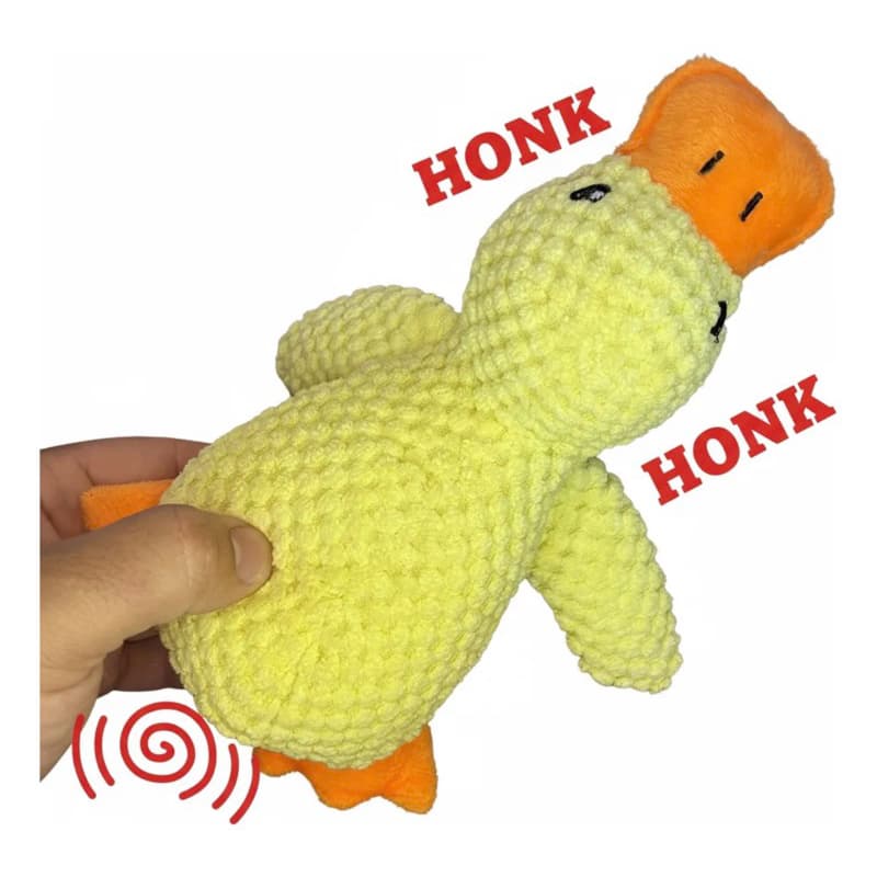 Brinquedo Pelúcia Pet Pato Apito Som Mordedor Cães E Gatos Amarelo Pato