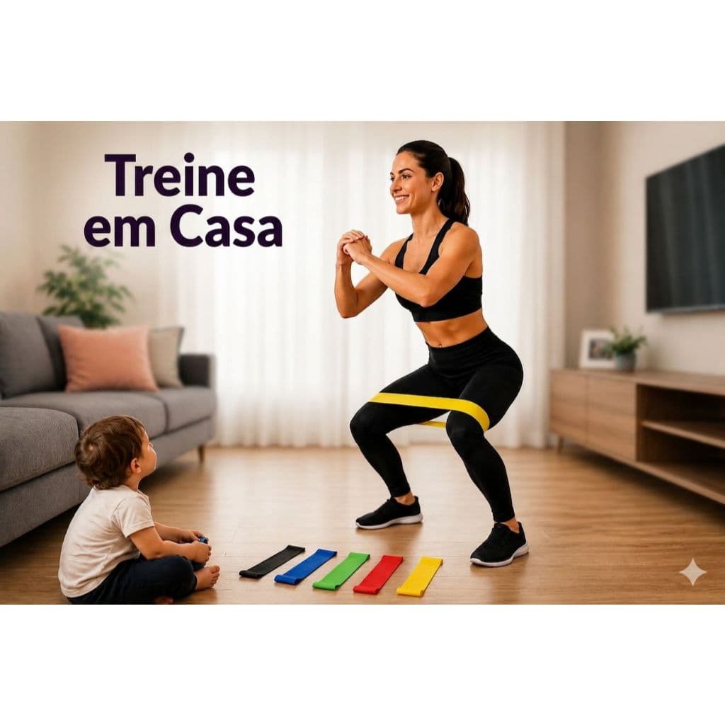 Kit 5 Elásticos Mini Band de Treino em casa para Mamães- Fortalecimento Musculação Pilates Alongamento Treino Rápido