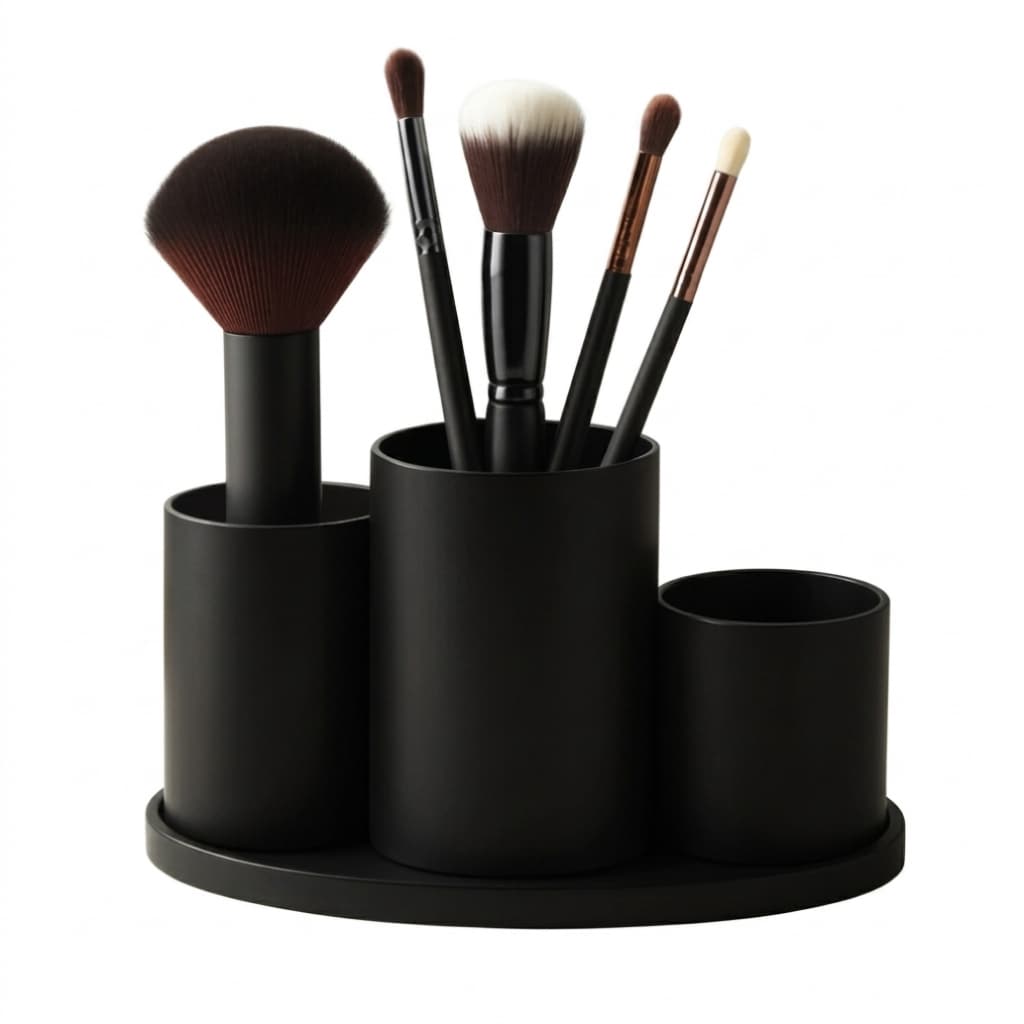Organizador Triplo Porta Maquiagem | Suporte Pincéis Batons Cosméticos  Mesa Penteadeira Multifuncional