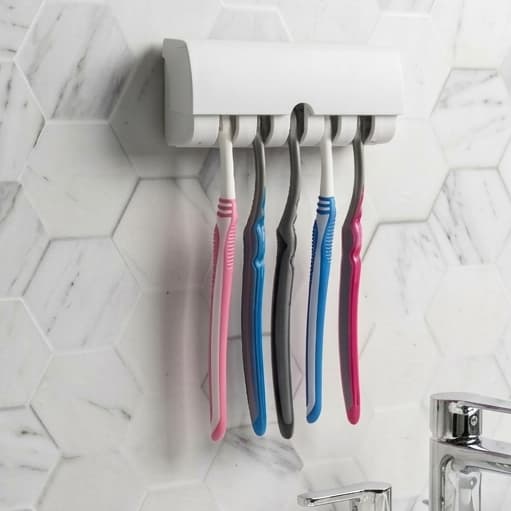 Suporte Porta Escova De Dente De Parede 5 Espaços Banheiro Organizador Prático