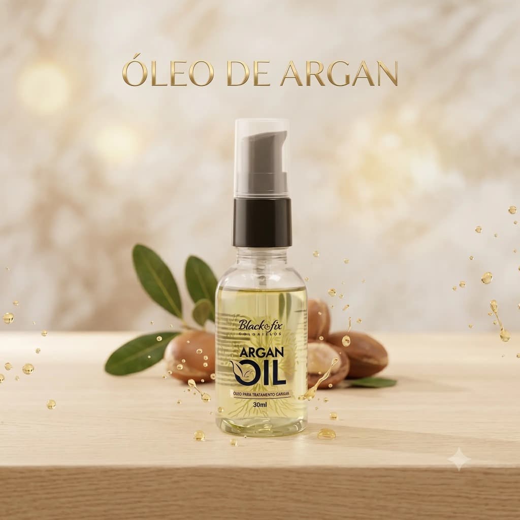 Óleo De Argan Black Fix Reparador De Pontas Protetor Térmico Capilar Antifrizz Finalizador Escova Chapinha 300ml