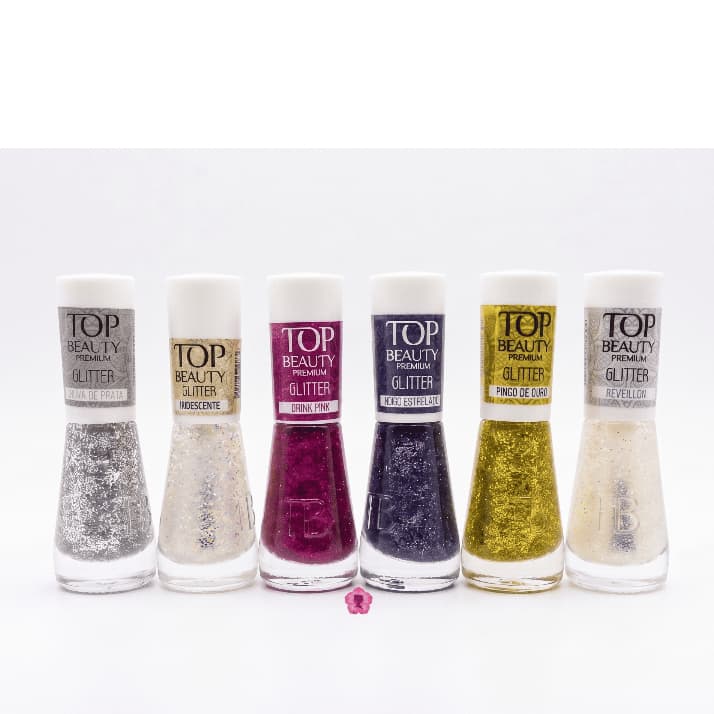 Kit Com 6 Esmaltes Glitter Top Beauty