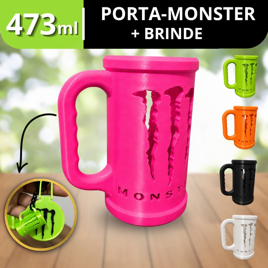 Kit 05 em 01 Porta Lata Copo Monster Personalizável Exclusivo Premium Chaveiro Caneca Térmico Tampa