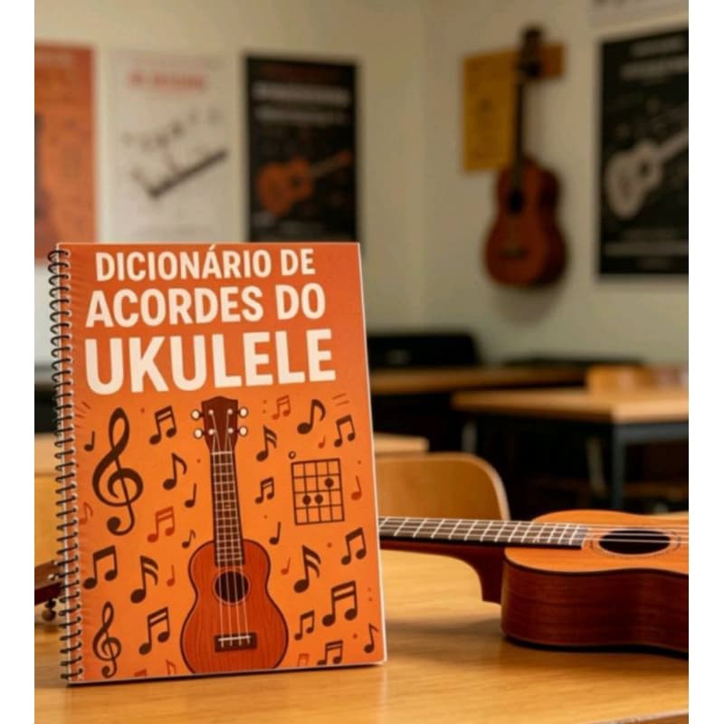 Caderno Estudo Musical Dicionário de Acordes Mais Usados do Ukulele para Iniciantes | Aprenda Fácil do Zero