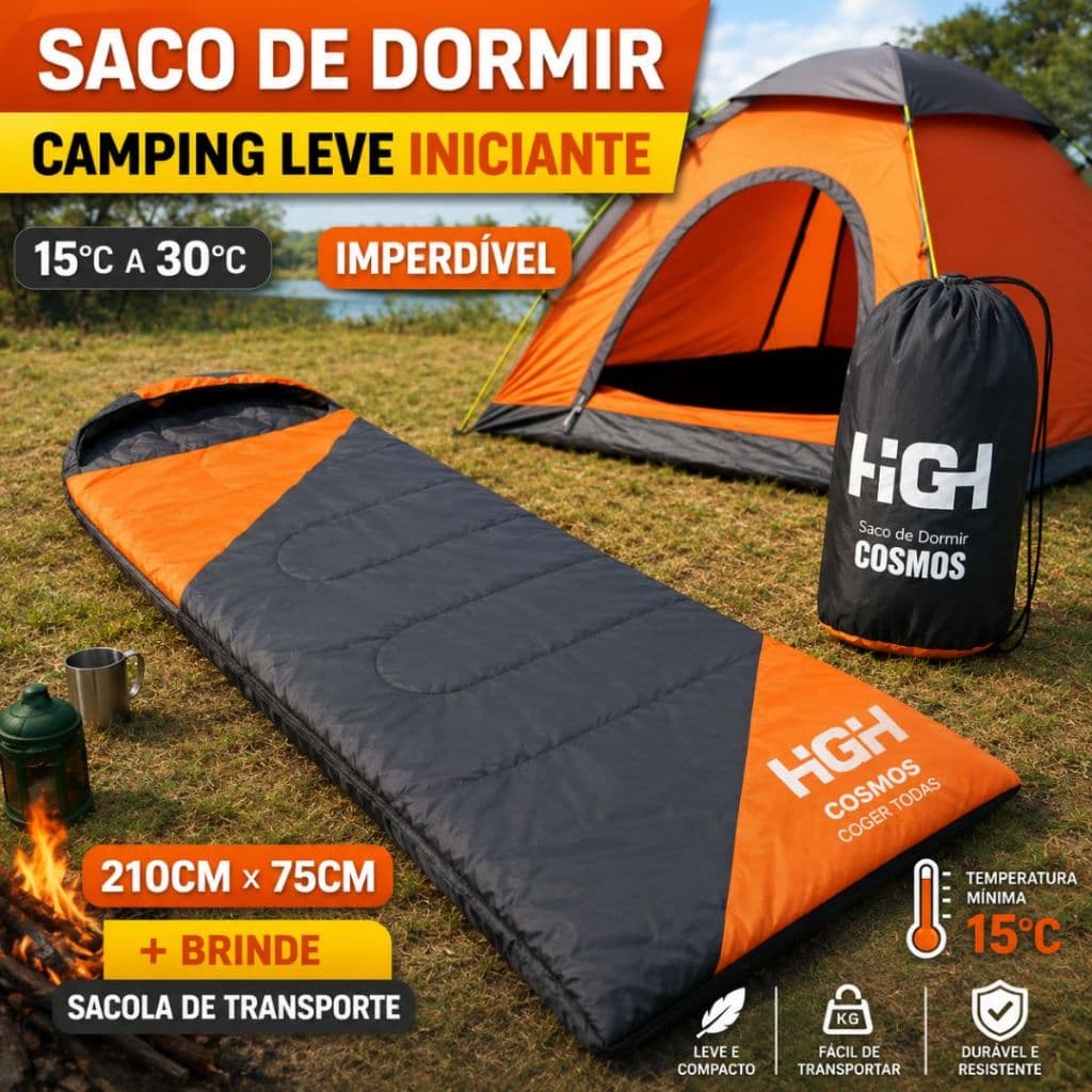 Saco de Dormir Camping HG Cosmos 15° a 30° Leve 700g 210x75cm