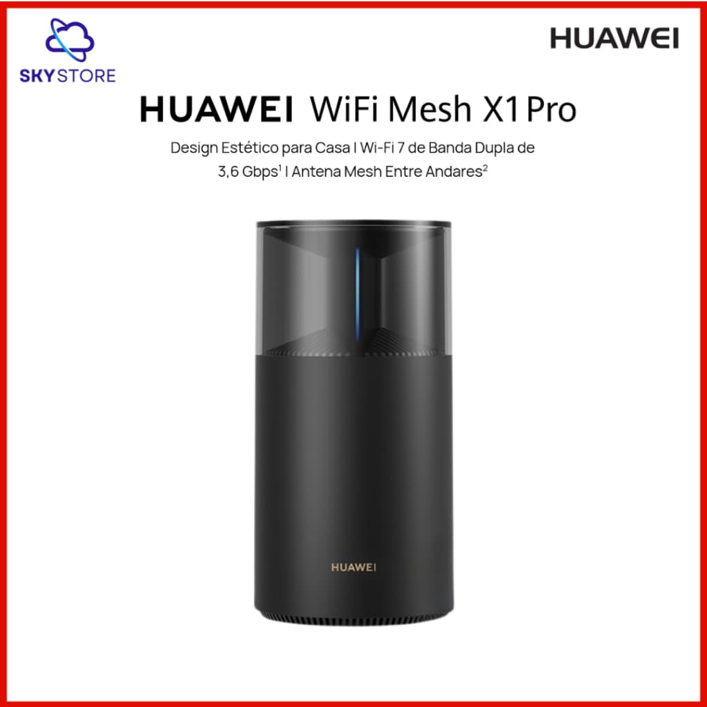 HUAWEI WiFi Mesh X1 Pro, Roteador, Wi-Fi 7 de Banda Dupla de 3,6 Gbps, Multiantena Inteligente