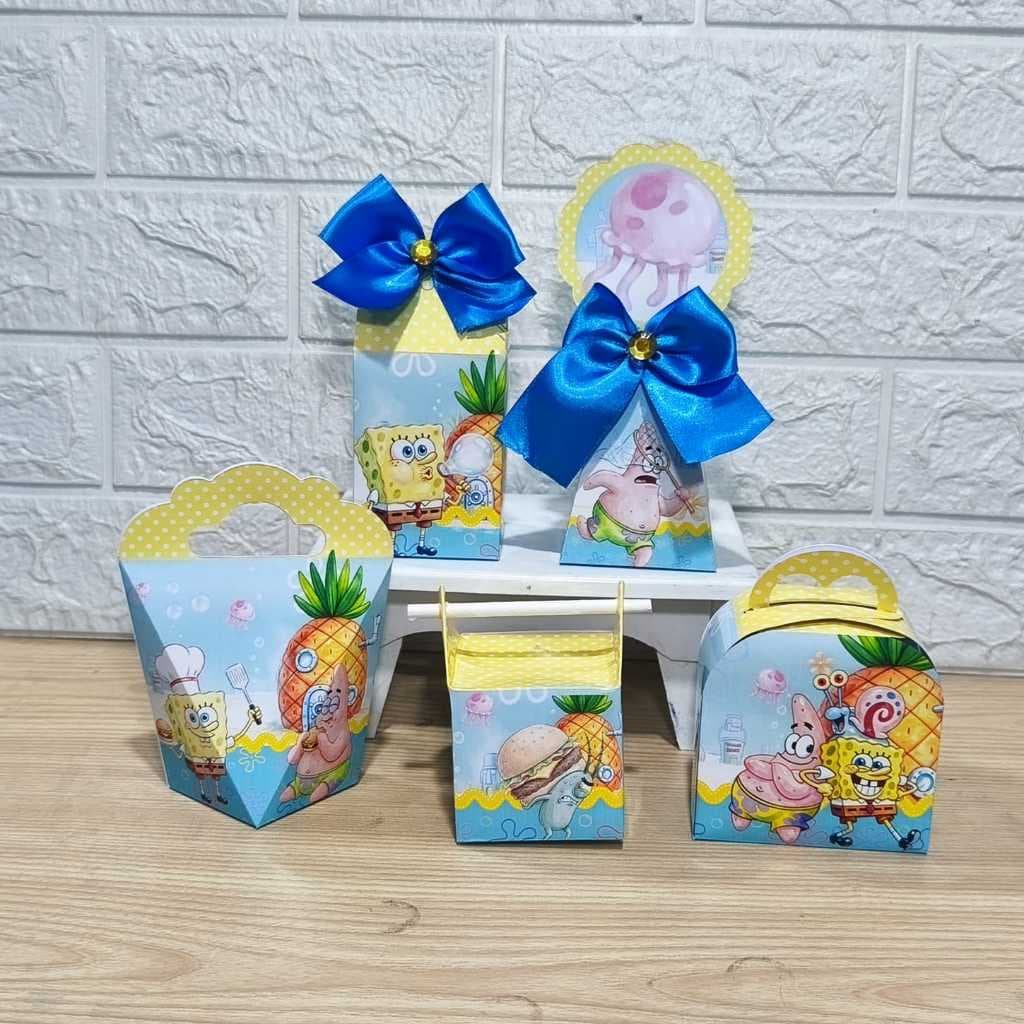 Kit Personalizados caixinhas BOB ESPONJA aniversário-Festa PEGUE E MONTE